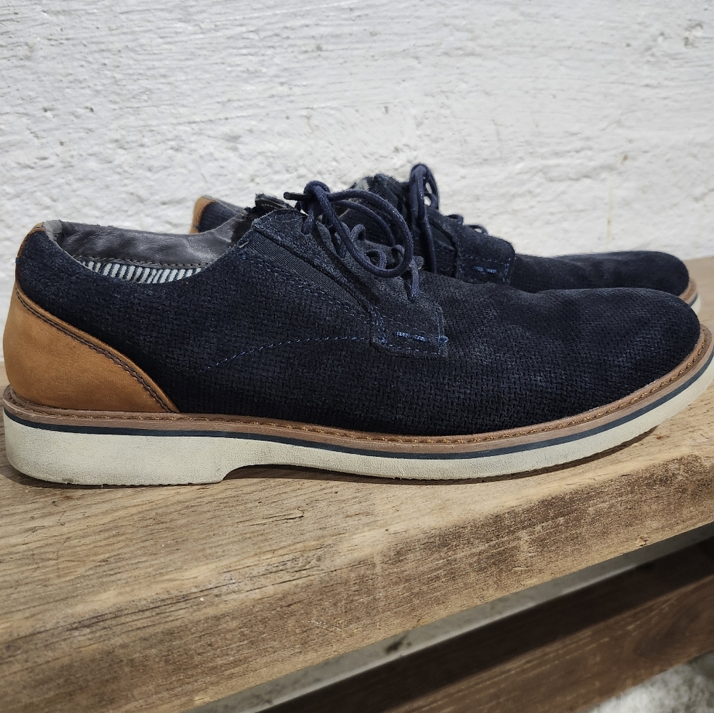 Walk with me mens Oxford tie shoes from Nunn Bush size 9.5 Navy Blue w/ leather‎